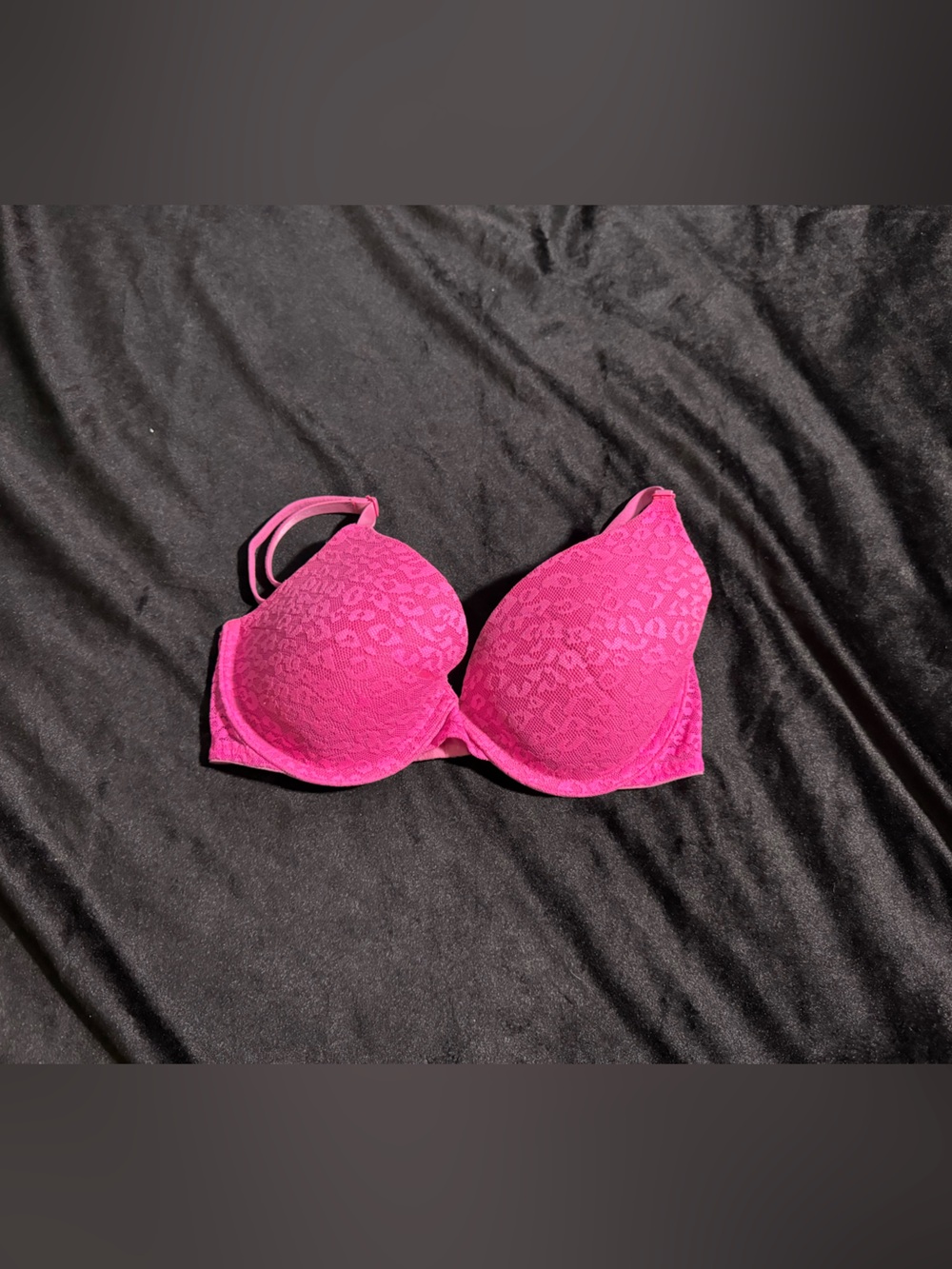 PINK Victoria's Secret Bright Pink Lace Push-Up Bra